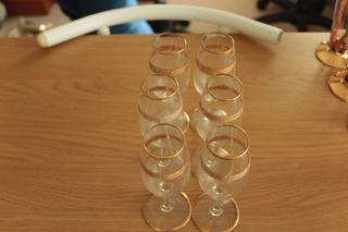 Juego 6 copas de cristal dorado