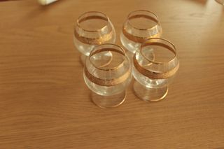 Juego 6 copas de cristal dorado