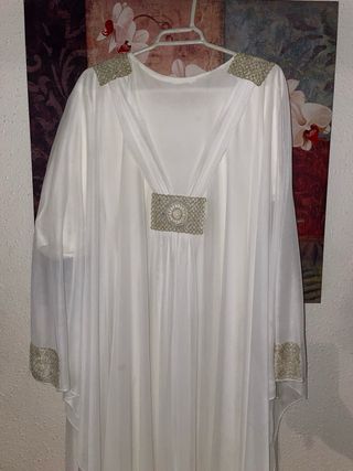 Vestido blanco y dorado talla única
