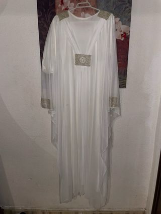 Vestido blanco y dorado talla única