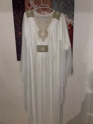 Vestido blanco y dorado talla única