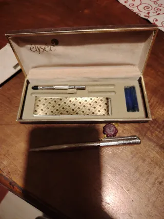 Penna a sfera vintage Elysée placcata argento