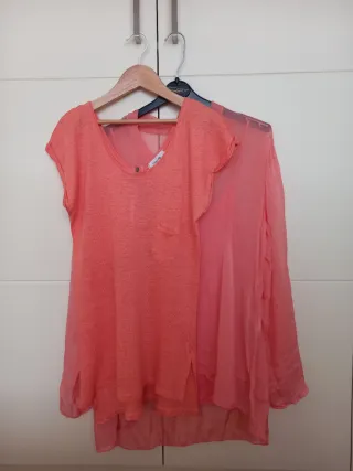 Confezione da 2 camicie color corallo