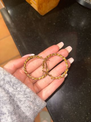 Pendientes Aro Dorado Trenzado