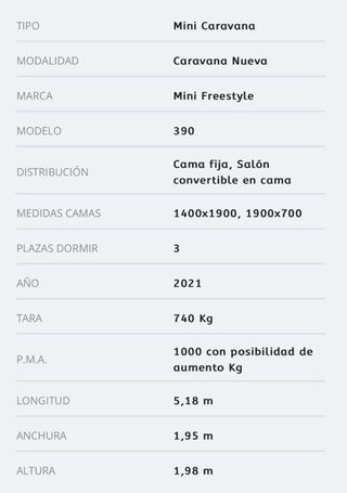 Caravana 750kg silver mini 390 kids