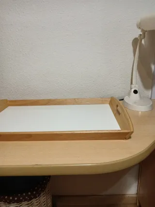 Bandeja grande ,de madera,maciza, con asas,38x58x6