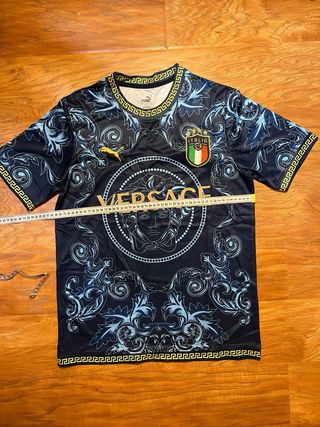 Maglietta corta Italia calcio blu e dorata