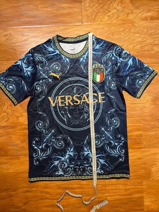 Maglietta corta Italia calcio blu e dorata