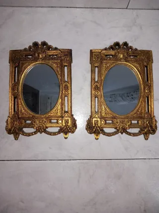 Pareja Espejos Madera Antiguos