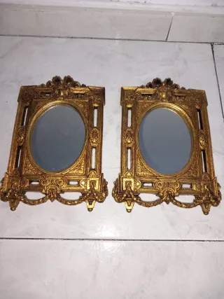 Pareja Espejos Madera Antiguos