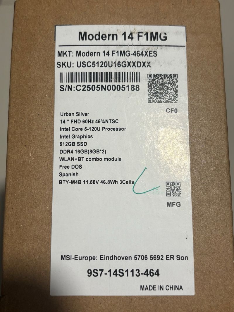 Portátil MSI Modern 14 F1MG-464XES A Estrenar afbeelding 2