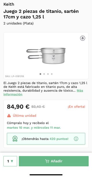 Juego 2 Piezas Titanio Keith Sartén 17cm Cazo