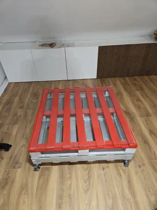 Mesa Palets Cristal y madera