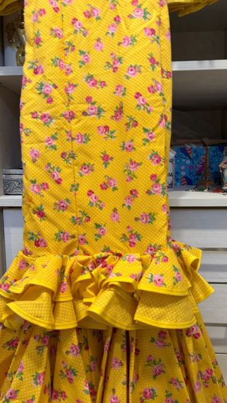 Traje Flamenca Niña Amarillo Flores T.10/12
