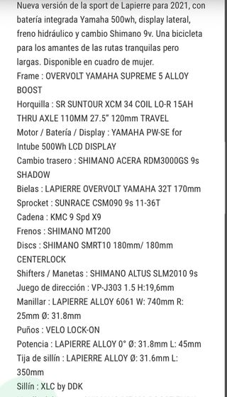 Bicicleta Eléctrica Lapierre Overvolt HT 5.5