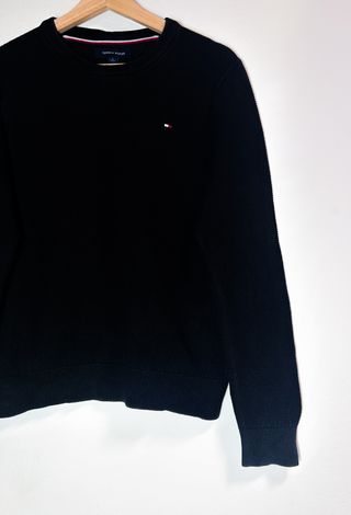 Tommy Hilfiger Jersey Negro Crewneck Vintage Retro