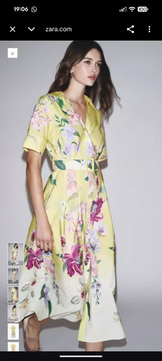 Vestido largo floral Zara amarillo
