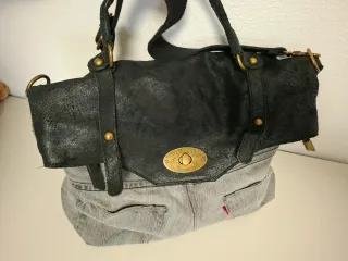 Borsa Levi's in jeans e pelle nera