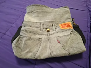 Borsa Levi's in jeans e pelle nera