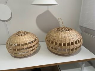 Lámparas de mimbre esféricas (2 unidades)