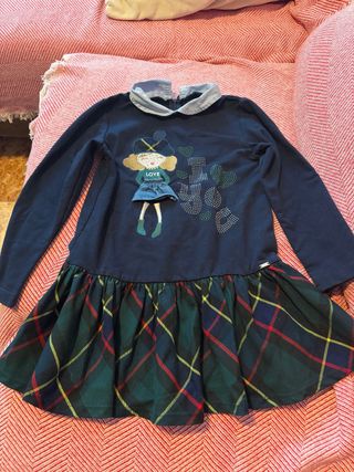 Vestido azul y verde con estampado talla 6