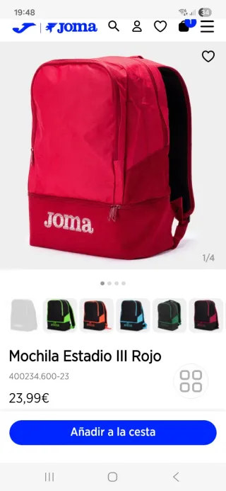 Mochila deportiva Joma  Modelo Estadio III Red