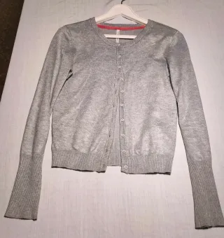 Cárdigan de punto fino gris Talla S