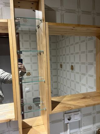 Tocador baño IKEA 2 espejos madera