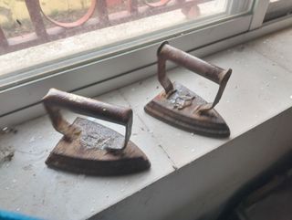 Pareja Planchas Antiguas Hierro Fundido