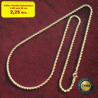 Cadena Oro 18K Mujer Cordón Salomónico Fina 2mm