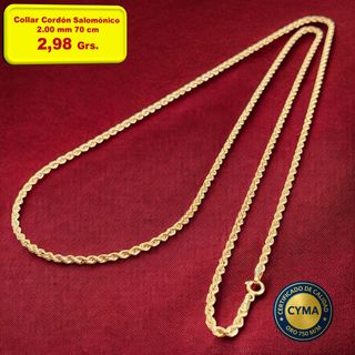 Cadena Oro 18K Mujer Cordón Salomónico Fina 2mm
