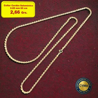 Cadena Oro 18K Mujer Cordón Salomónico Fina 2mm