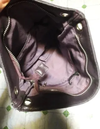 Borsa tracolla marrone e grigia