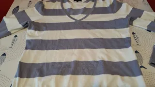 Maglione Tommy Hilfiger a righe grigio/bianco XL