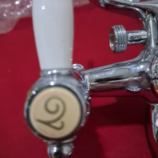 Grifo Bañera Vintage Ducha Plata Blanco