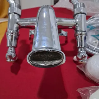 Grifo Bañera Vintage Ducha Plata Blanco