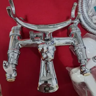 Grifo Bañera Vintage Ducha Plata Blanco