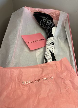 Bota alta Alma en Pena piel Blanco/Negro T.37