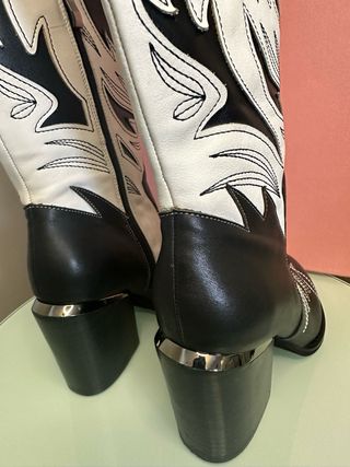 Bota alta Alma en Pena piel Blanco/Negro T.37