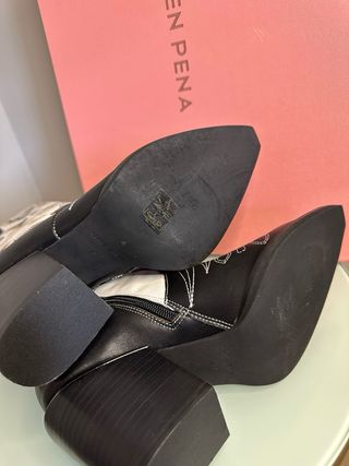 Bota alta Alma en Pena piel Blanco/Negro T.37