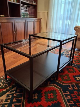 VITTSJÖ Mesa Nido Ikea Cristal y Metal Negra