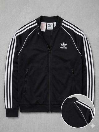 Chaqueta Adidas Negra con Rayas Blancas Original