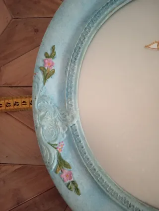 Espejo Resina Decorado Luna Flores Azul