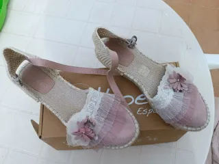 Esparteñas Comunión Niña Rosa y Blanco