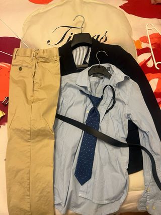 Traje comunión niño Corte Inglés azul y beige