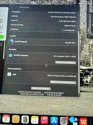 Imac 21,5 2015 i5 500gb SSD 8 gb ram