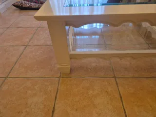 Mesa de centro de cristal y madera