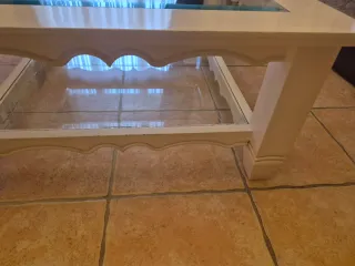 Mesa de centro de cristal y madera