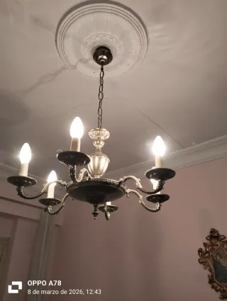 Lámpara colgante vintage cristal y metal