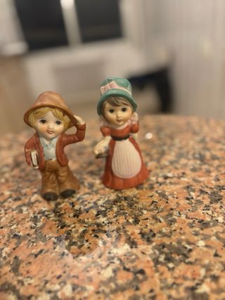 Pareja Figuras Porcelana Vintage Niños